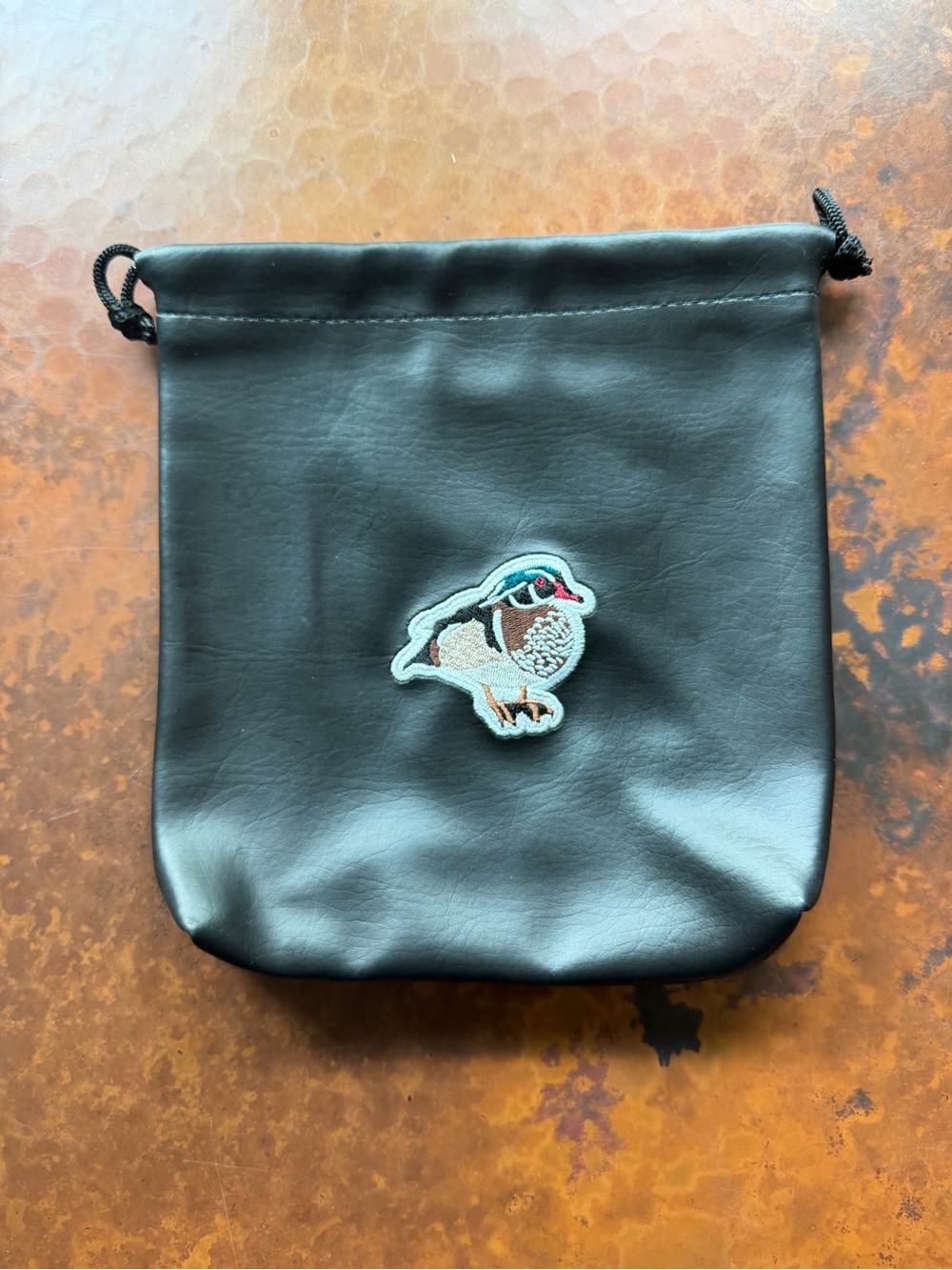 WINSTON COLLECTION Black Men's Drawstring Pouch with Bird Patch